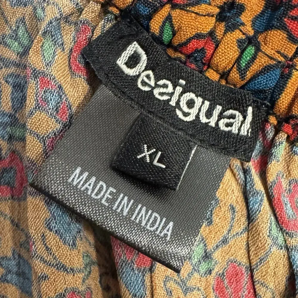 Desigual Blouse XL Womens Top Artsy Art To Wear Boho Festival Floral Paisley - Picture 9 of 11